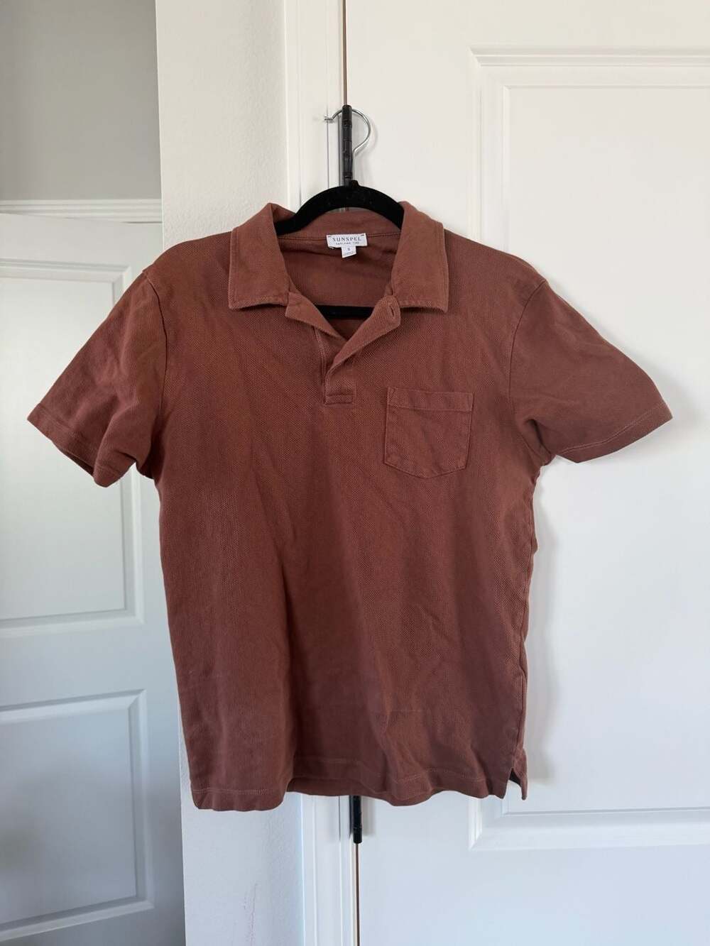 Sunspel Riviera Polo Shirt in Dark Chocolate Cotton Piqué S